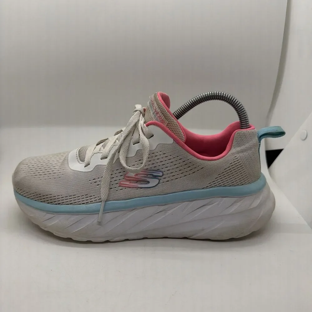 Skechers Women’s Size 8 White Pink Blue Sneakers Running Shoes SN 179044BJ